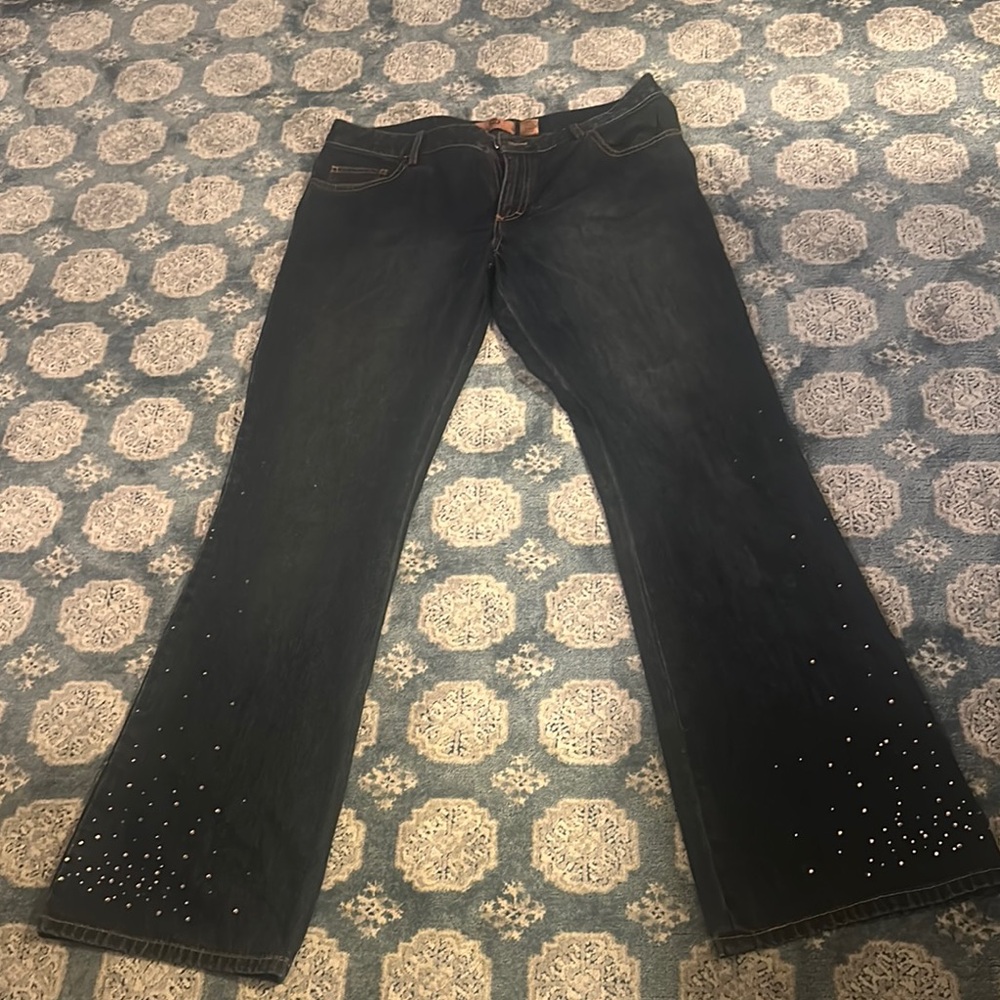 Dana Buchman Ileana  DB jeans size 10 Flare Jeans with Sparkly stones sewn